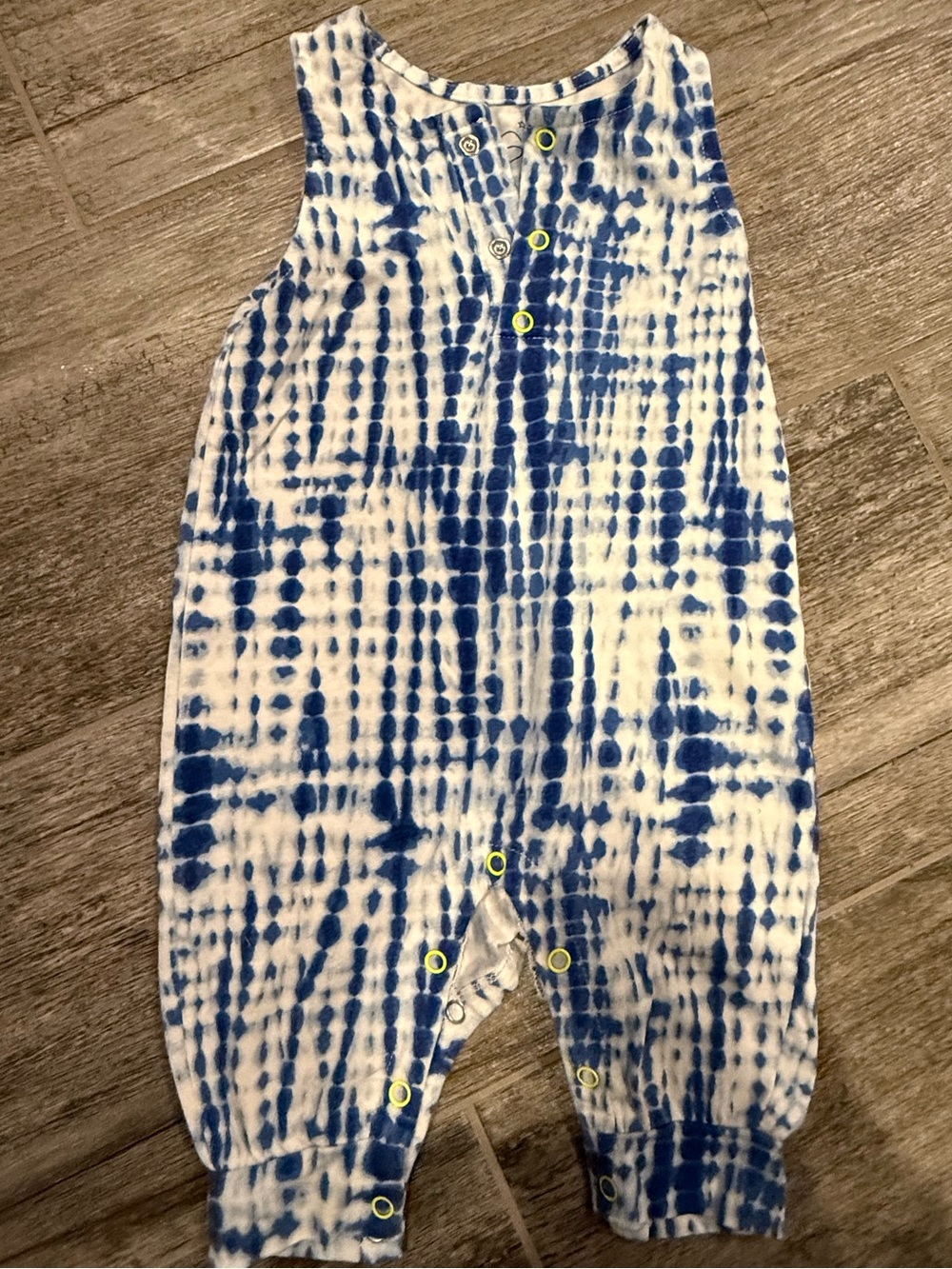 Egg New York Baby Blue Tie-Dye Sleeveless Onesie Romper - 6 months